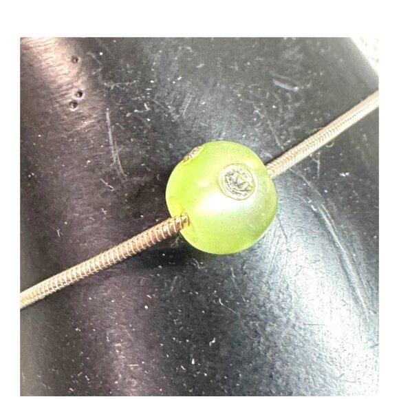 Sterling Silver 925 Snake Chain Bracelet For Charm Beads Green Gemstone 7.5" - Picture 2 of 8